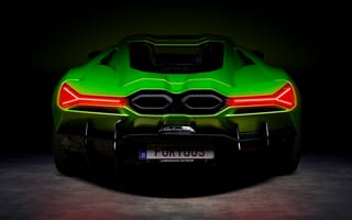 Картинка Lamborghini Revueltor, Lamborghini, Ламборджини, Ламборгини, Revueltor, спорткар, суперкар, люкс, дорогая, машины, машина, тачки, авто, автомобиль, транспорт, вид сзади, сзади, зеленый, ночь