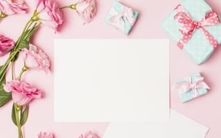 Картинка эустома, цветок, цветы, растение, растения, цветочный, бант, лента, подарок, розовый