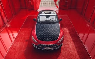 Картинка Mercedes-Maybach, Mercedes Maybach, Mercedes, Мерседес, Maybach, Майбах, SL 680, 2024, машины, машина, тачки, авто, автомобиль, транспорт, кабриолет, спорткар, спортивный, сверху, c воздуха, красный