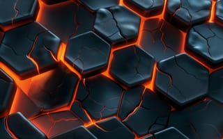 Картинка соты, шестиугольник, шестиугольники, шестигранник, шестигранники, ячейка, паттерн, абстрактные, абстракция, 3д, 3d, рендеринг, дизайн, объем, огонь, пламя