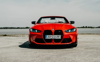 Картинка BMW, бмв, M4, машины, машина, тачки, авто, автомобиль, транспорт, кабриолет, вид спереди, спереди, красный