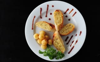 Картинка хлеб, картофель, картошка, тарелка, блюдо, еда, вкусная