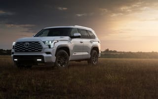 Картинка Toyota, Тойота, Sequoia, машины, машина, тачки, авто, автомобиль, транспорт, кроссовер, поле, вечер, закат, заход