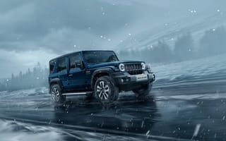 Картинка Mahindra, Thar Roxx, 2024, машины, машина, тачки, авто, автомобиль, транспорт, внедорожник, джип, зима, снег, вечер
