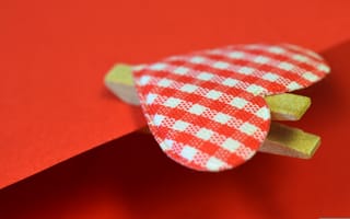 Картинка сердце, любовь, романтика, романтический, прищепка, ткань, клетка, красный