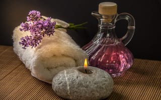 Картинка спа, свеча, масло, эфирное, аромат, лаванда, полотенце, релакс, разные