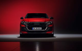 Картинка Audi, Ауди, RS Q8, 2024, машины, машина, тачки, авто, автомобиль, транспорт, вид спереди, спереди, красный