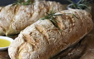 Картинка чиабатта, хлеб, буханка, розмарин, выпечка, еда, вкусная