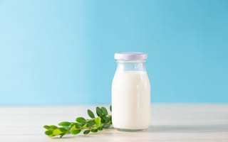 Картинка молоко, лист, растение, бутылка, напитки, напиток