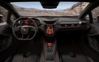 Картинка Lamborghini Temerario, Lamborghini, Ламборджини, Ламборгини, Temerario, спорткар, суперкар, дорогая, машины, машина, тачки, авто, автомобиль, транспорт, руль, салон, черный