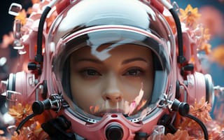 Картинка космонавт, астронавт, фантастика, фантастические, девушка, женщина, шлем