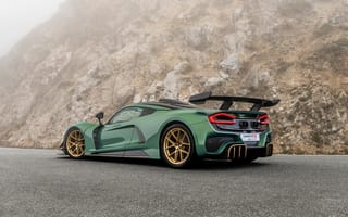 Картинка автомобиль, спорткар, зеленый, дизайн, колеса, дорога, природа, фото