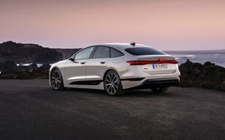 Картинка автомобиль, Audi, белый, пейзаж, дорога, современный, стильный