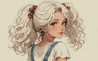 Картинка девушка, аниме, кудри, портрет, мода, красота, стиль