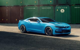 Картинка автомобиль, Камаро, синий, спорткар, дизайн, фотография, улица