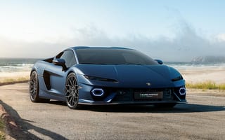 Картинка автомобиль, спорткар, Ламборгини, синий, пляж, природа, дизайн