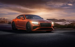 Картинка автомобиль, спортивный, оранжевый, пейзаж, закат, дорога, модель