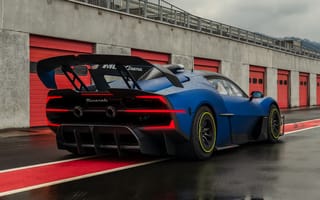 Картинка автомобиль, спортивный, синий, гонка, дизайн, трасса, мощность