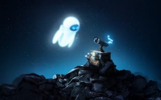 Картинка роботы, космос, анимация, друзья, приключение, фантастика, пейзаж