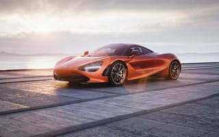 Картинка автомобиль, спорткар, McLaren, оранжевый, пейзаж, фотография, обои