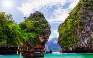 Картинка Пролив между скалами на курорте Краби, Таиланд
