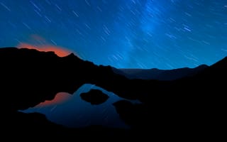 Картинка Ночное звёздное небо и горы