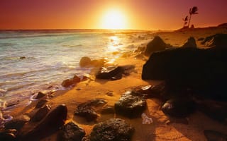 Картинка Красочный закат на пляже