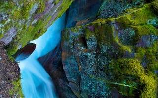 Картинка Мох на камнях и водопад