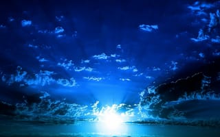Картинка Закат в синем тоне
