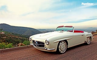 Картинка Mercedes, V12, Benz, Twin, 1961, горы, Мерседес, небо, дорога, 190, SL, Turbo