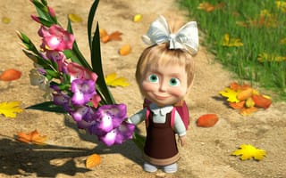 Картинка Маша с букетом цветов
