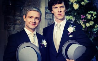 Обои Шерлок и Ватсон на свадьбе