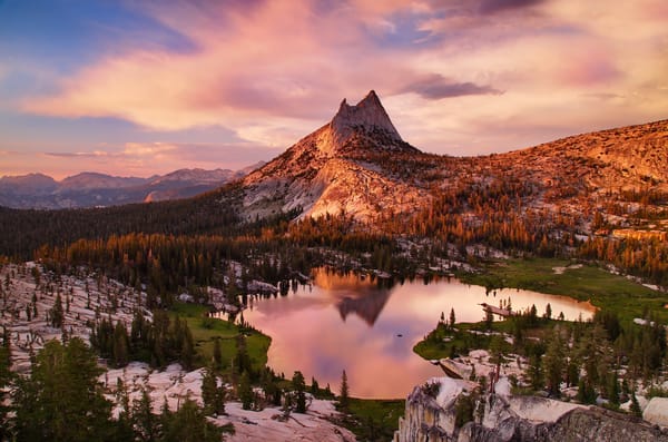 Обои США, Yosemite National Park, гора, деревья, небо, Калифорния, озеро