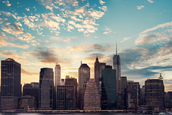 Обои New - York, мегаполис, здания, город, небо, Нью - Йорк, облака
