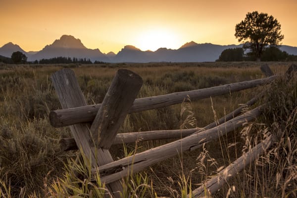 Обои закат, горы, Grand Teton National Park, природа