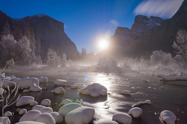 Обои Moon rise, Yosemite, Valley View