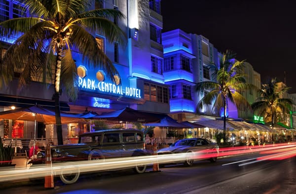 Обои Майами, Park Central Hotel, vice city, огни, ночь, South Beach, Miami