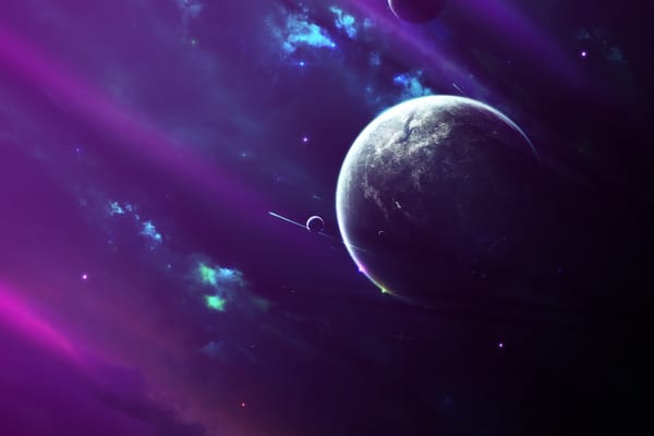 Обои планета, звезды, spaceships, cпутники, nebula, туманность