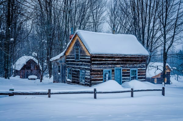 Обои Miners Log Cabin, снег, дом