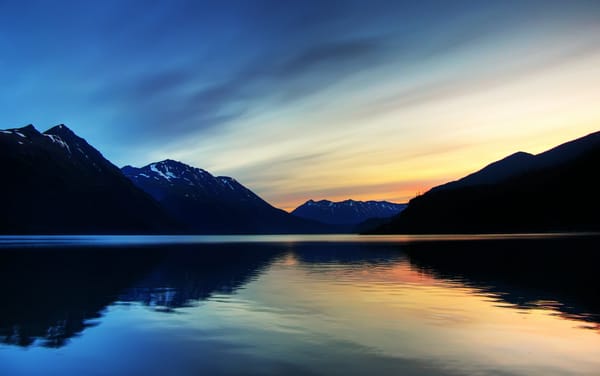 Обои Glacier Bay, закат, гладь, озеро
