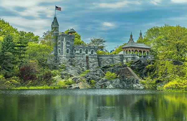 Обои Central Park, Нью-Йорк, Манхэттен, Центральный парк, New York City, замок, Manhattan, озеро, парк