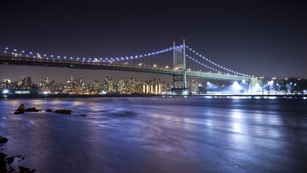 Обои Robert F. Kennedy Bridge, Triborough Bridge, пролив Ист-Ривер, Мост Трайборо, ночной город, New York City, East River