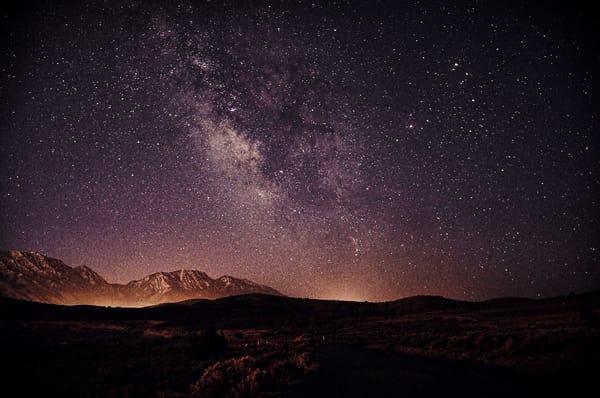 Обои Milky, Way, Galaxy, Silhouette, Landscape, Stars, Nightscape, Space, Mountains
