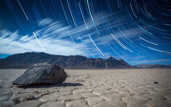 Обои Death Valley, камень, горы, пустыня, выдержка, The Racetrack, ночь