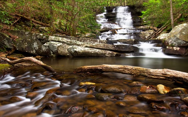 Обои Emery Creek Trail, водопад, Chatsworth, Georgia, лес, камни, река