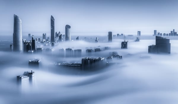 Обои ОАЭ, город, Дубай, туман, небоскрёбы, утро, Dubai Marina