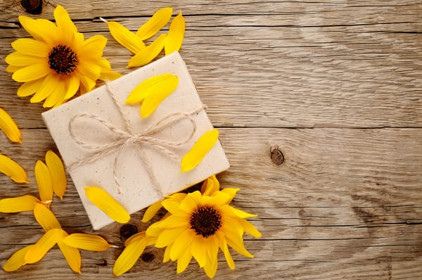 Обои flowers, gift, sunflowers