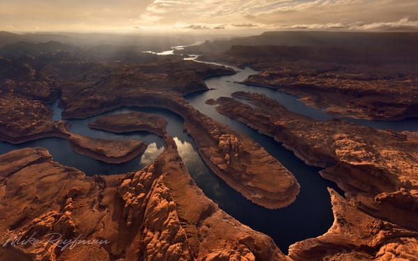Обои Glen Canyon National Recreation Area, Sunset on Planet Earth, Confluence of San Juan & Colorado Rivers