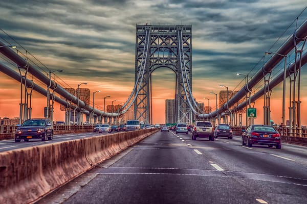 Обои George Washington Bridge, мост, машины
