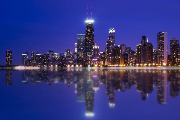 Обои Chicago, Night, Colors, Photography, Skyline, Reflection, Lake, Michigan